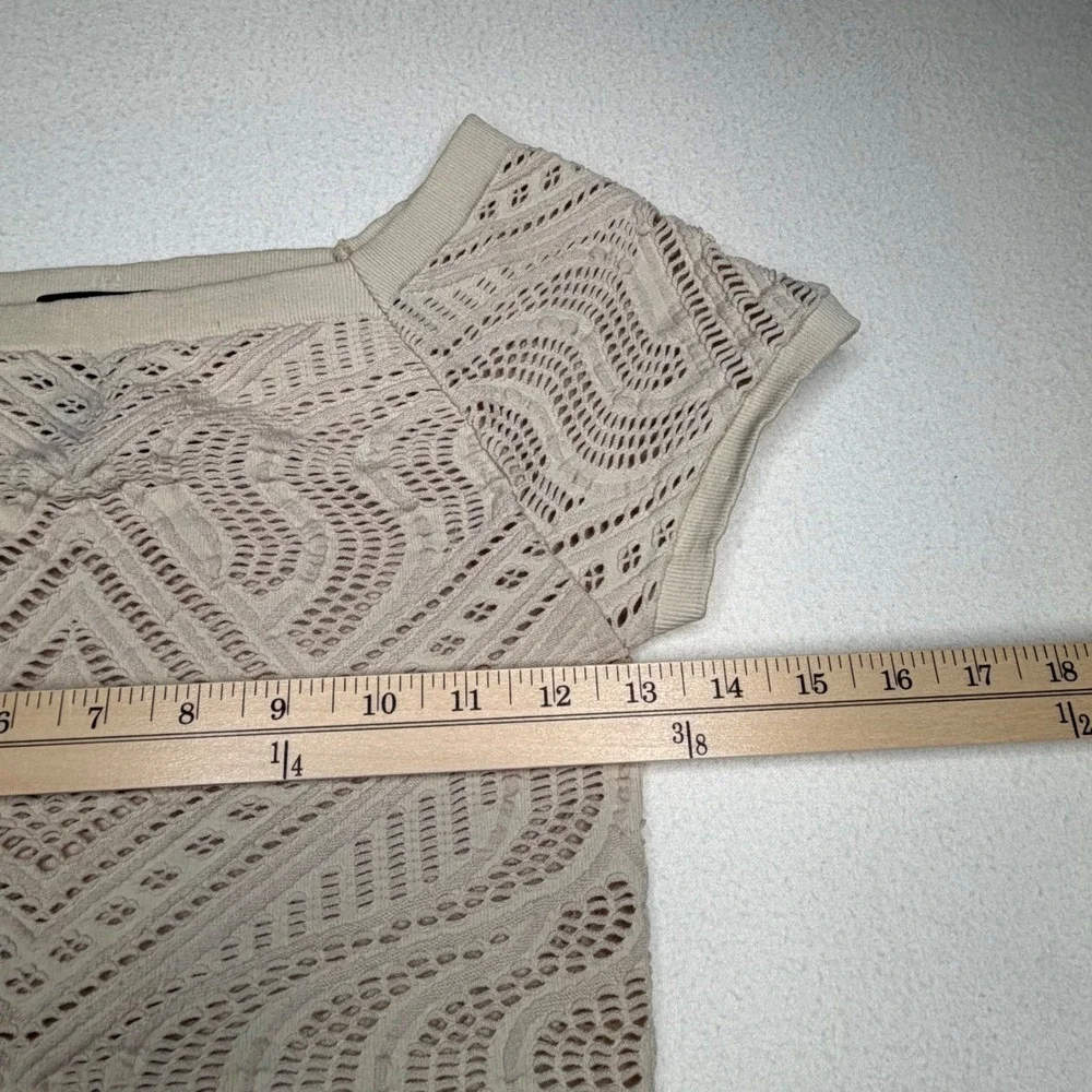 bebe Cream Open Knit Crop Top Y2K Boho festival Coastal Cowgirl Size M/L